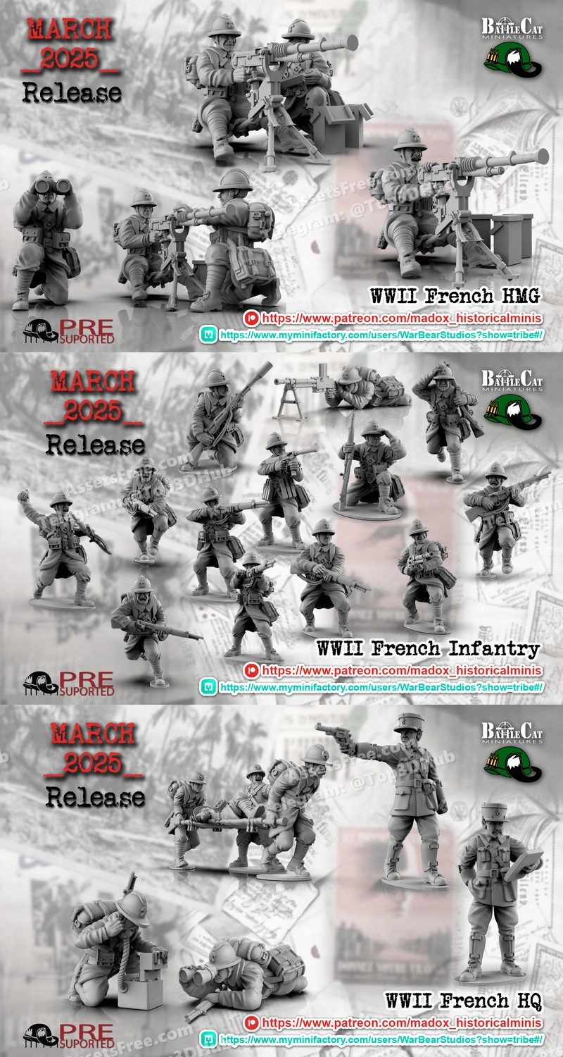 Battlecat miniatures wwii french infantry and french hmg and french