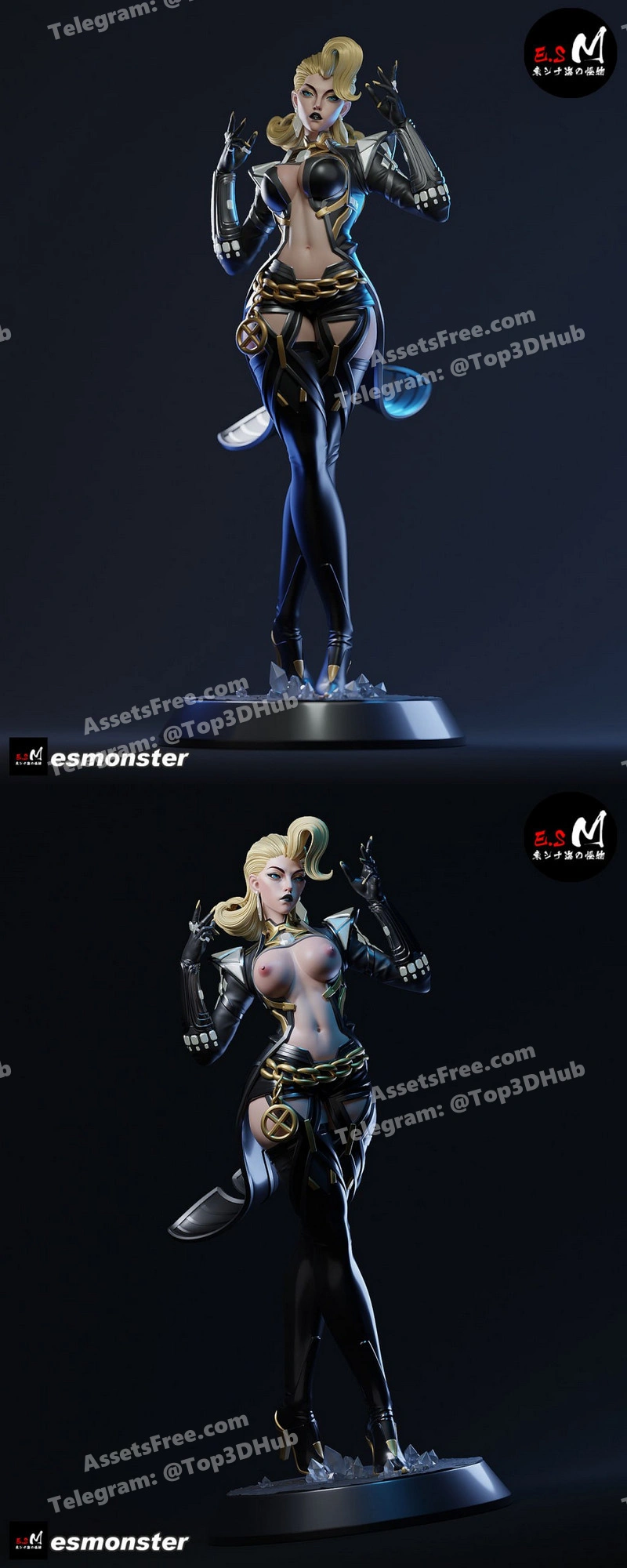 E.S Monster – 2025-06 – Emma Frost – STL 3D Print Model | AssetsFree.com E.s monster 2025 06 emma frost