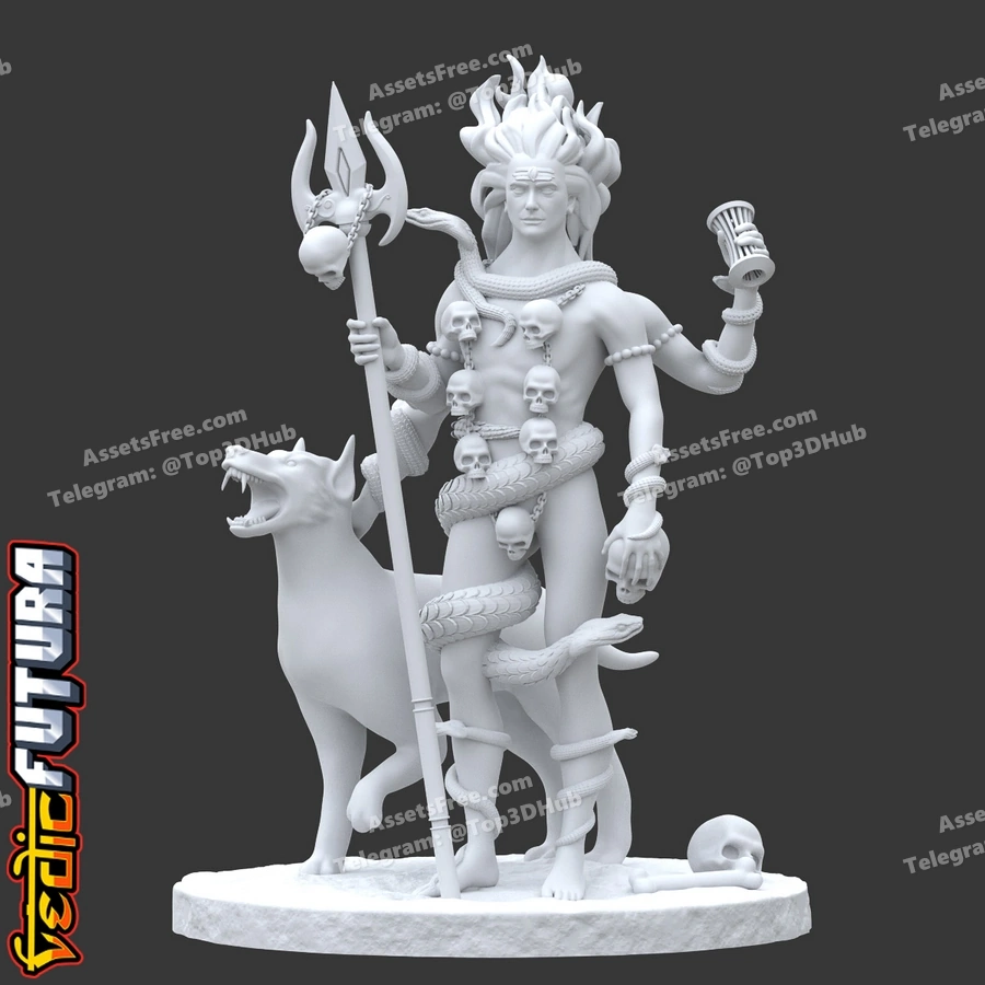 bhairavaguardian of eight directions of the universe with his dog shvan - 3D model for printing | AssetsFree.com