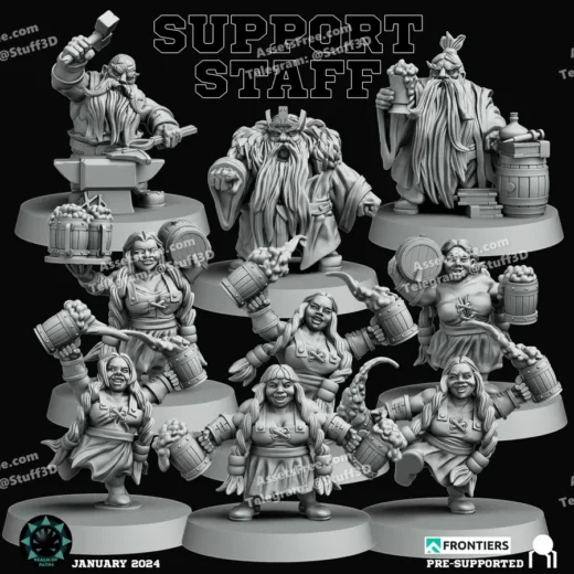 blood bowl team – reaml of paths – dwarf – iron bolt – support staff - 3D model for printing | AssetsFree.com