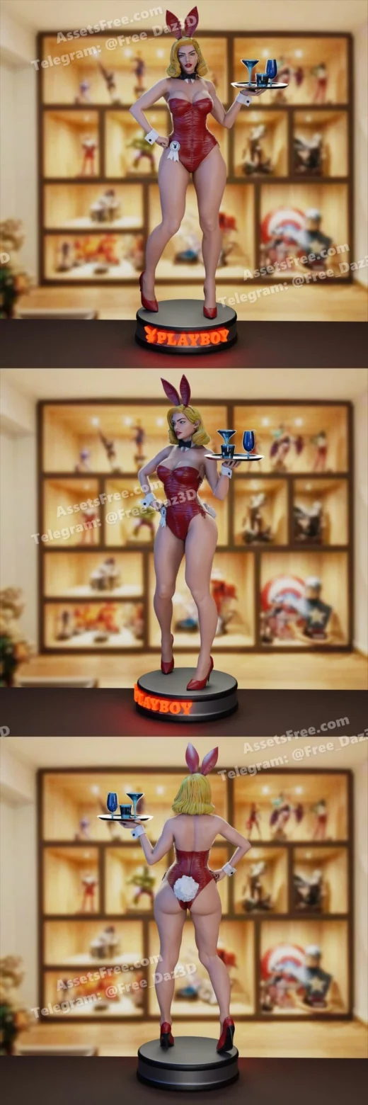 brunoart3dstl – classic playboy bunny waitress - 3D model for printing | AssetsFree.com