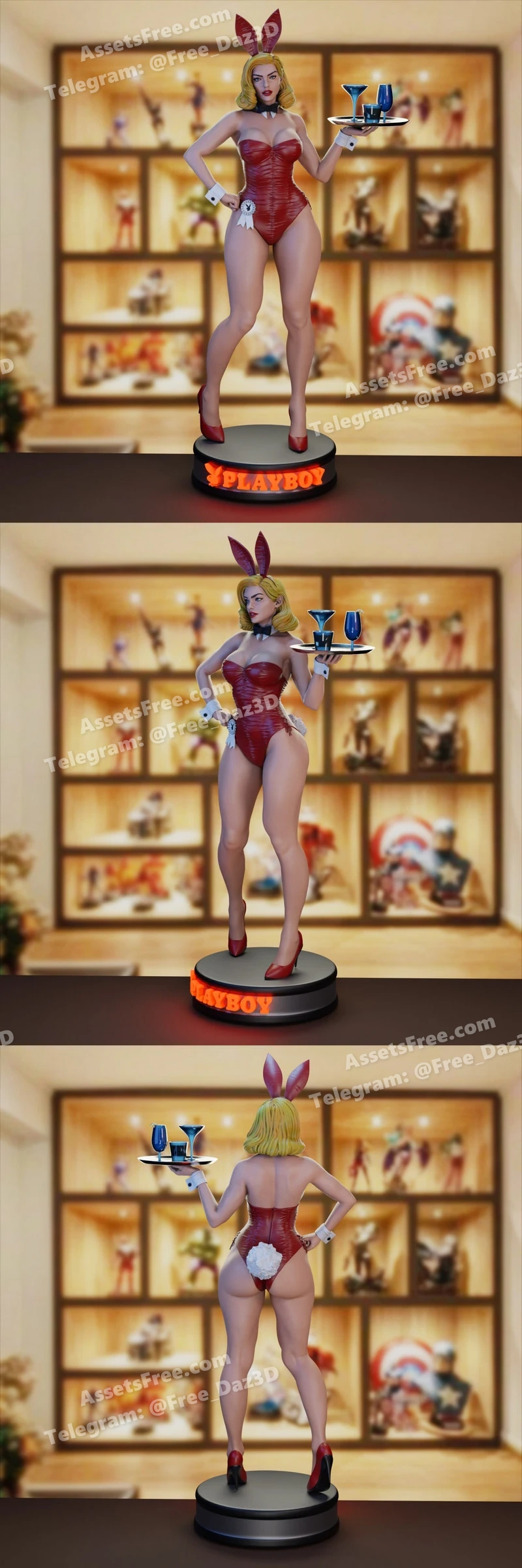 brunoart3dstl – classic playboy bunny waitress – STL 3D Print Model | AssetsFree.com brunoart3dstl – classic playboy bunny waitress - 3D model for printing | AssetsFree.com