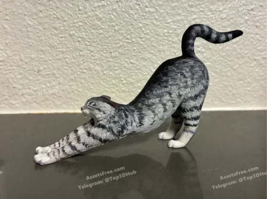 cat+stretching - 3D model for printing | AssetsFree.com