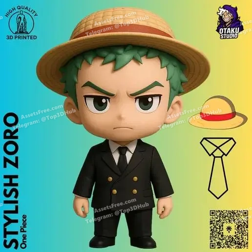 chibi_stylish_zoro_one_piece_fan_art_3d_model20250531_1_ki951v - 3D model for printing | AssetsFree.com