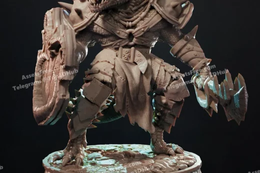 crackle-tooth human were-crocodile fighter - 3D model for printing | AssetsFree.com