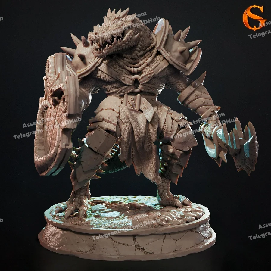 crackle-tooth human were-crocodile fighter - 3D model for printing | AssetsFree.com