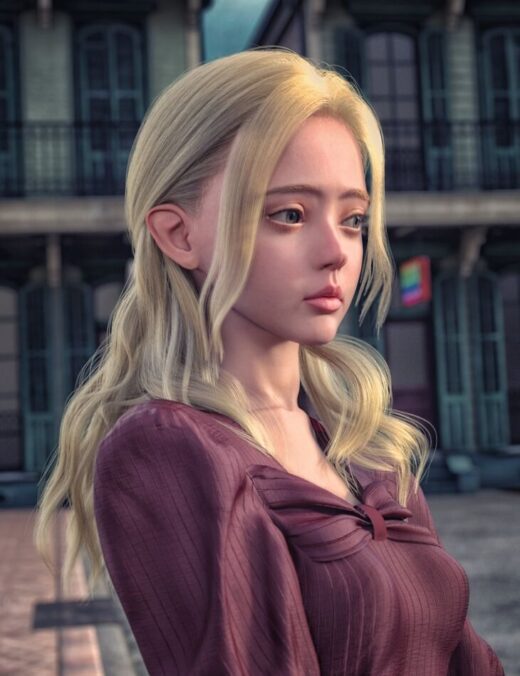 Dforce strand based fe choppy long hair for genesis 9