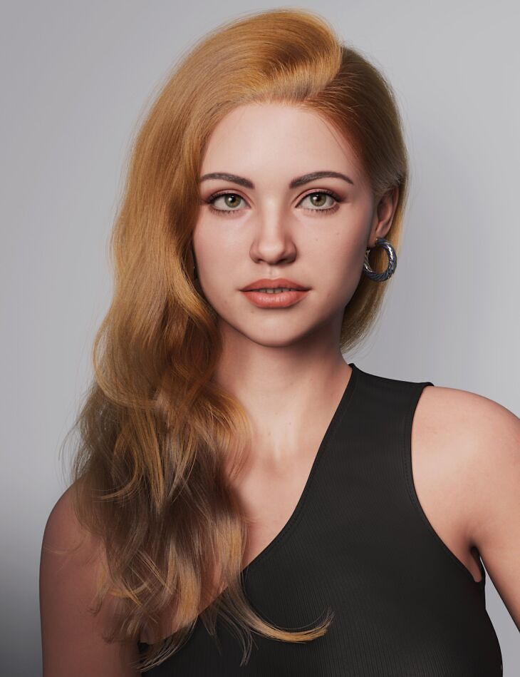 dforce strand-based side swept glam style hair for genesis 9 and genesis 8 female - 3D model for printing | AssetsFree.com