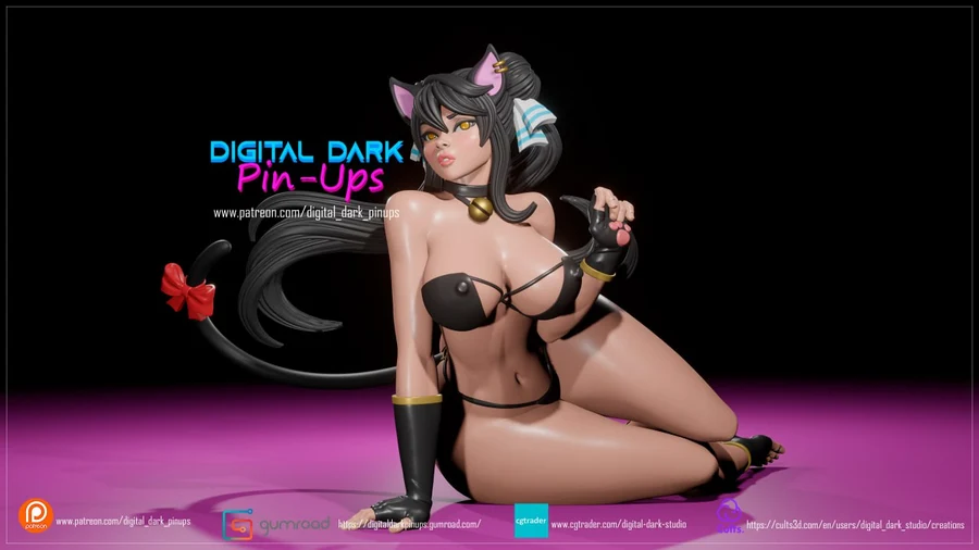 digital dark pin-ups – furry kitty - 3D model for printing | AssetsFree.com