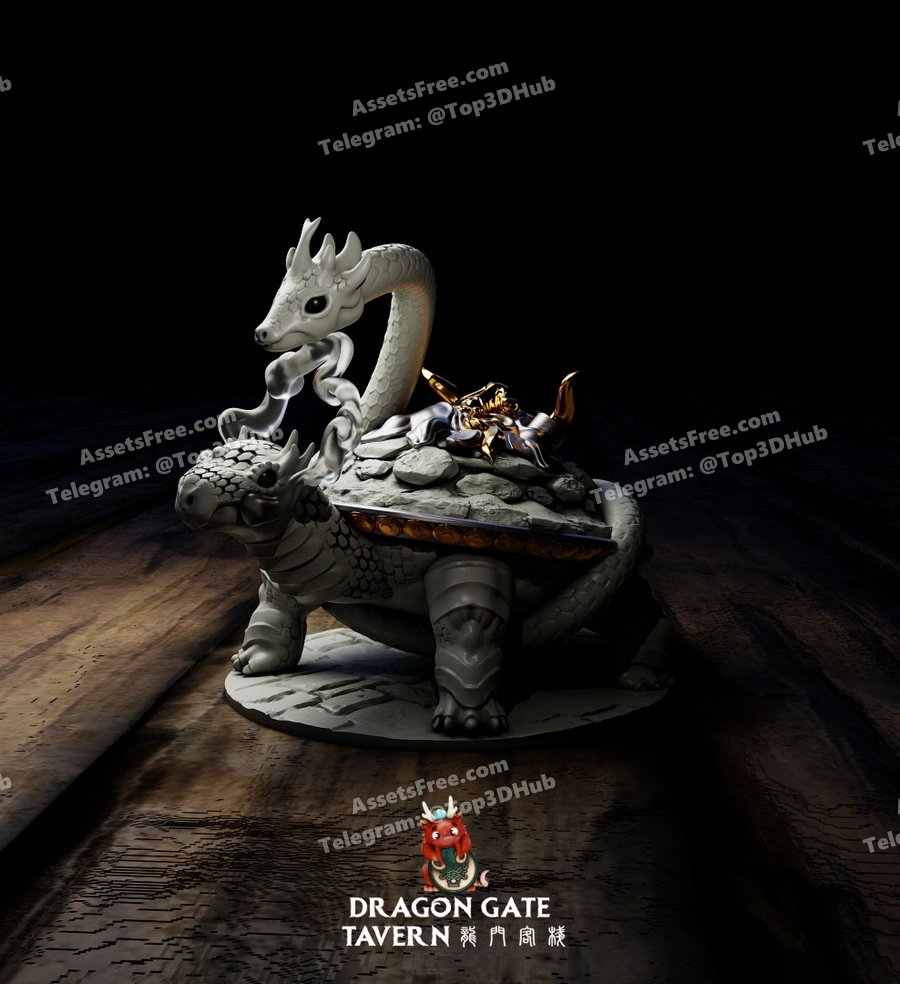 dragon gate tavern genbu snake tortoise - 3D model for printing | AssetsFree.com