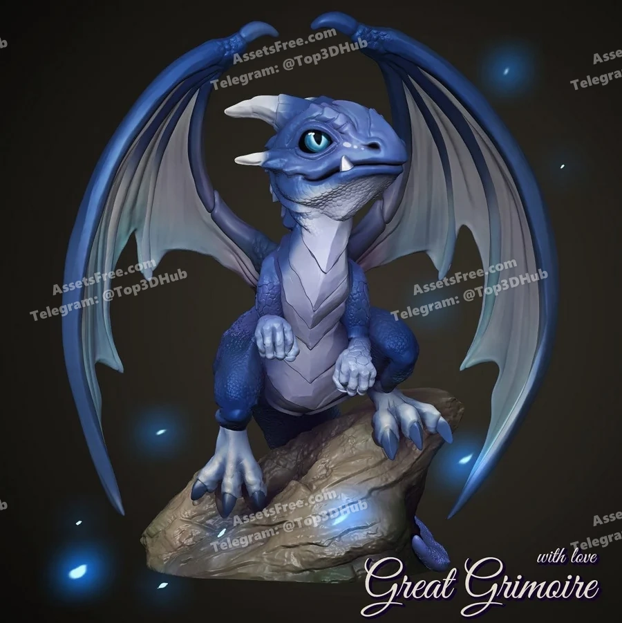great grimoire – baby dragon - 3D model for printing | AssetsFree.com