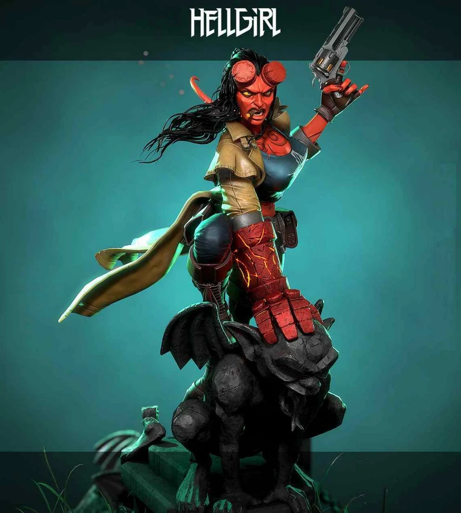 hellgirl diorama statue - 3D model for printing | AssetsFree.com