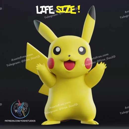 life size pikachu - 3D model for printing | AssetsFree.com