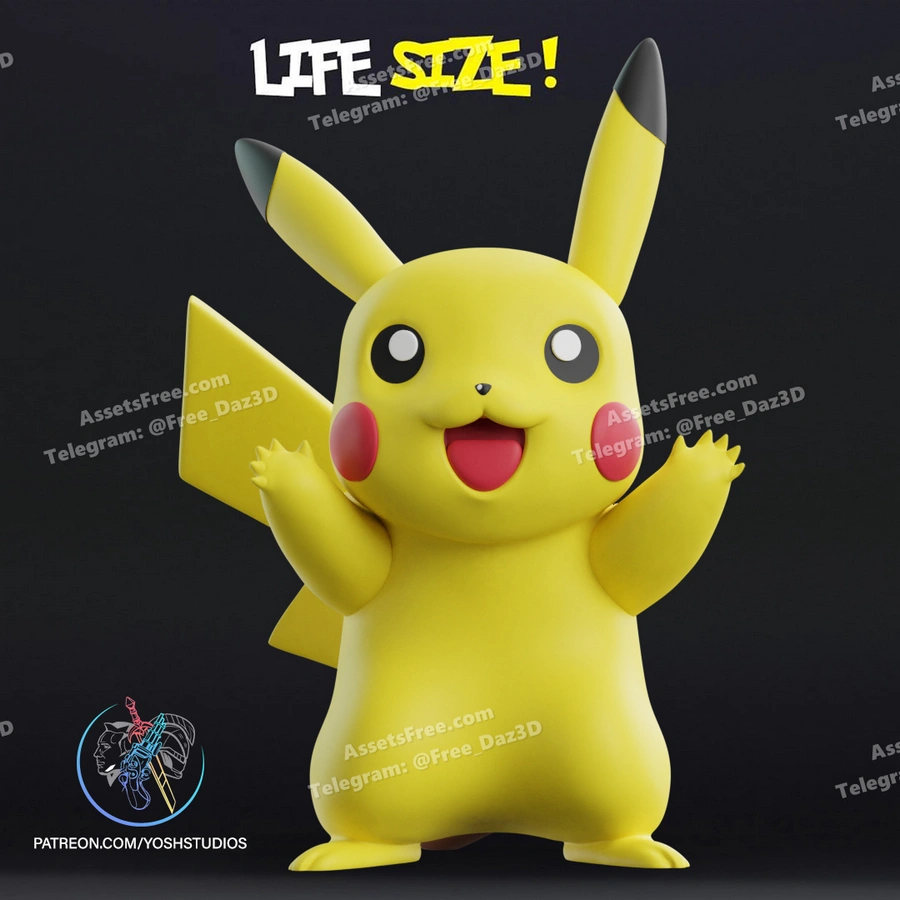 life size pikachu - 3D model for printing | AssetsFree.com