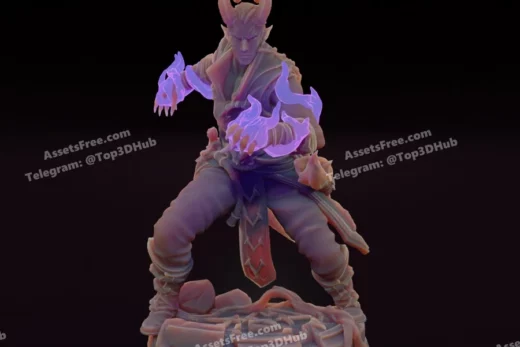 male tiefling warlock casting spells - 3D model for printing | AssetsFree.com