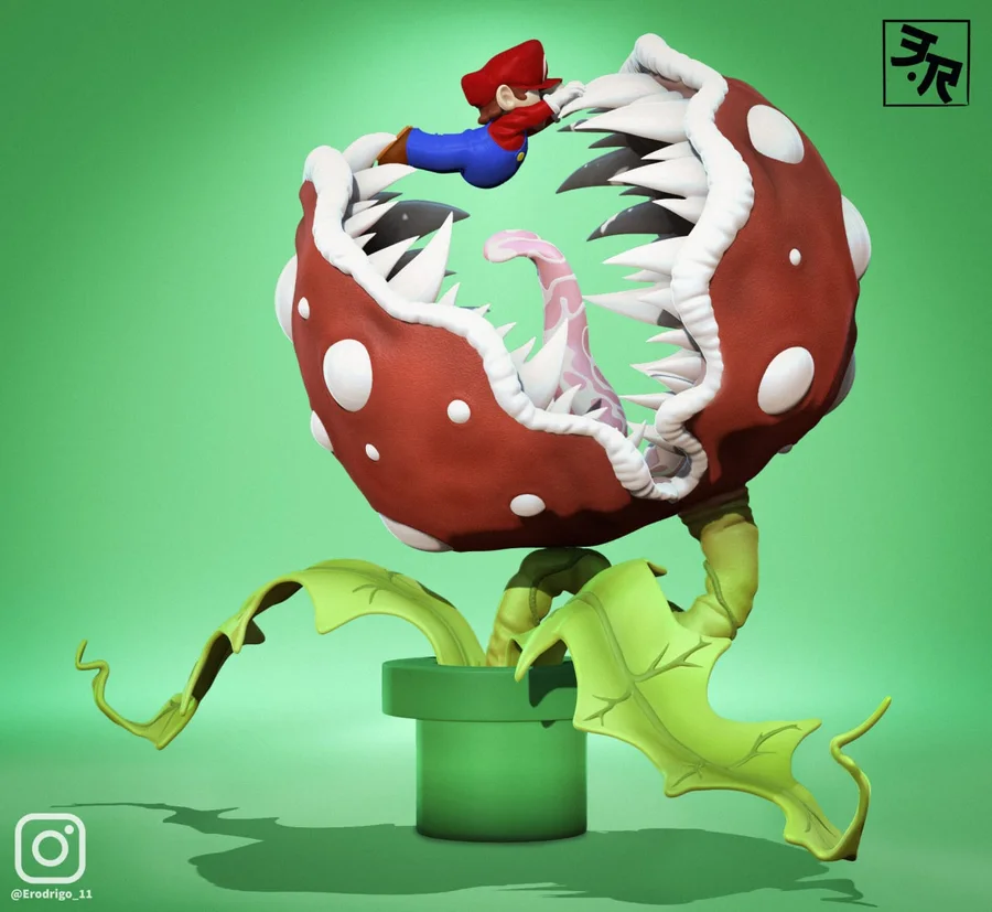 mario bros vs piranha plant stl_for_home - 3D model for printing | AssetsFree.com