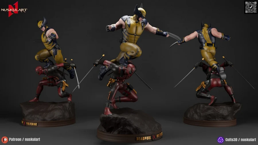 nuskul_art_2023_12_deadpool_and_wolverine_couple_figure - 3D model for printing | AssetsFree.com