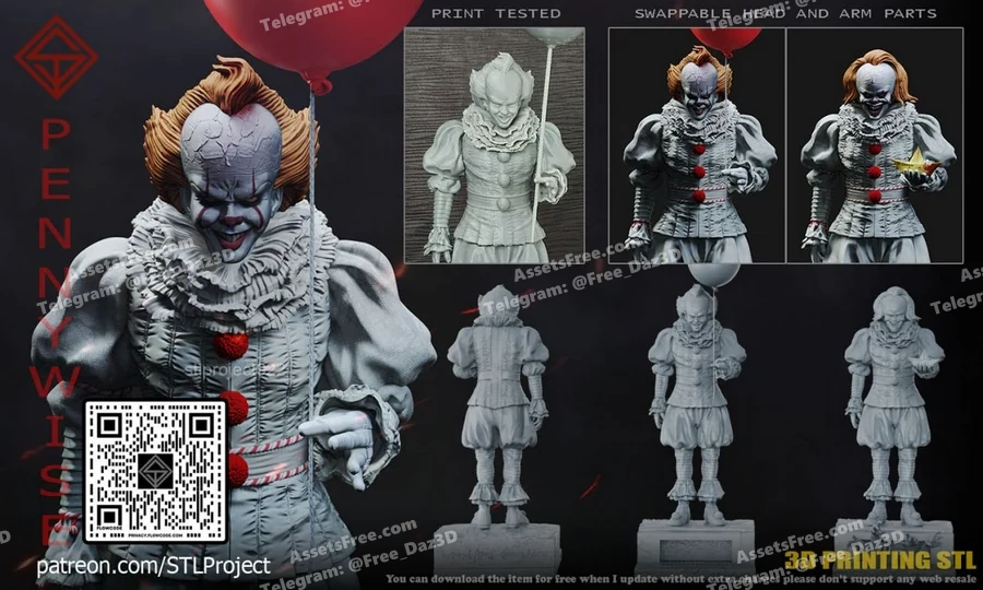 pennywise - 3D model for printing | AssetsFree.com