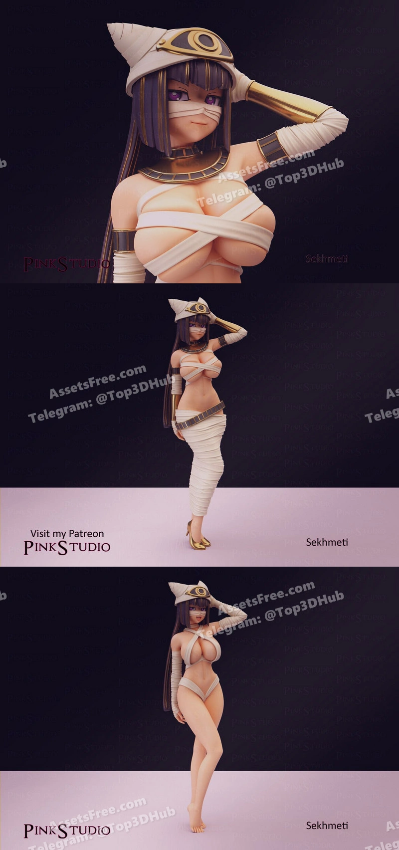 pink studio – monster musume – sekhmeti letopolis - 3D model for printing | AssetsFree.com