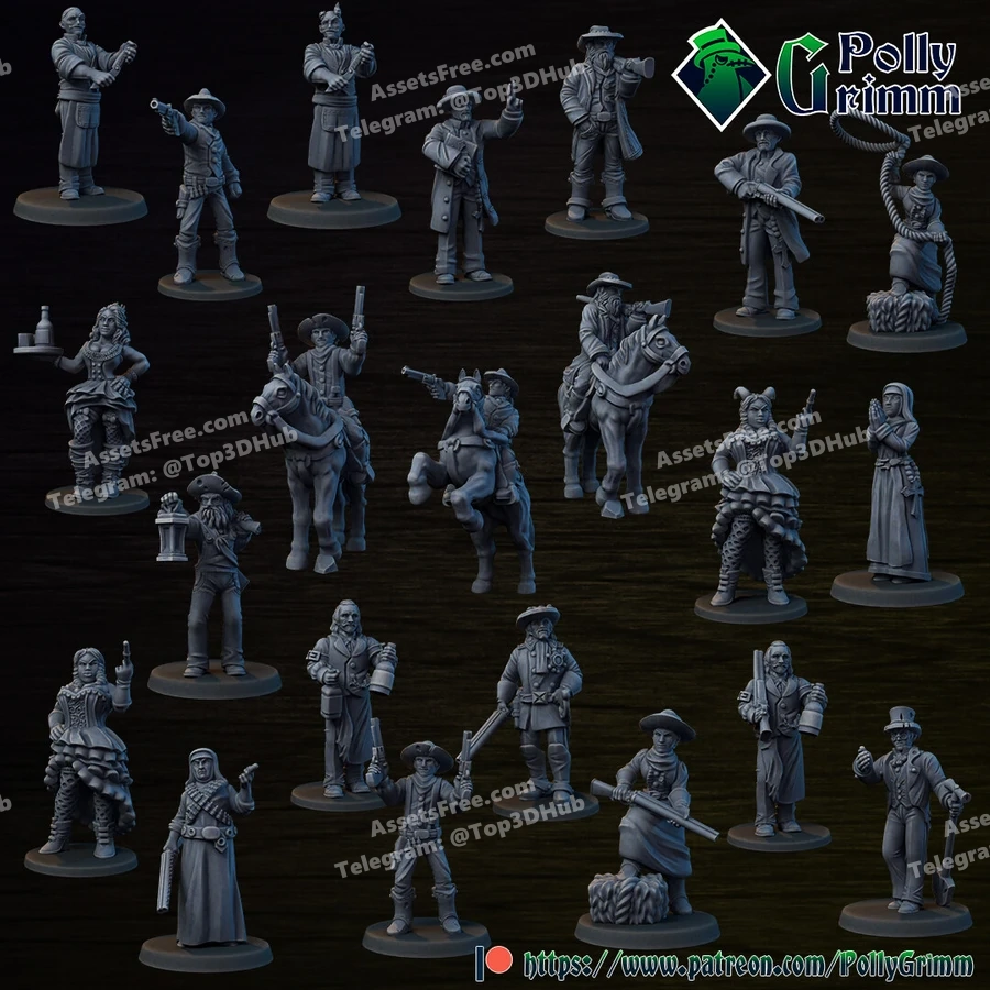 polly grimm – western theme - 3D model for printing | AssetsFree.com