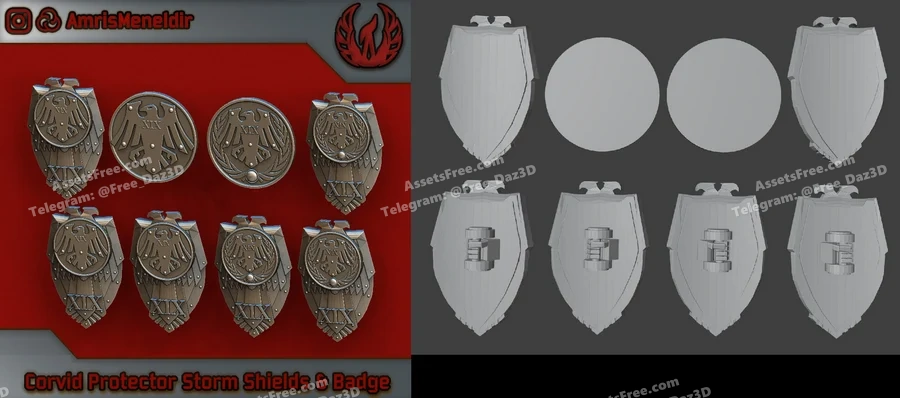 raven_guard_legion_heraldry_and_storm_shieldcombatspace_marine - 3D model for printing | AssetsFree.com