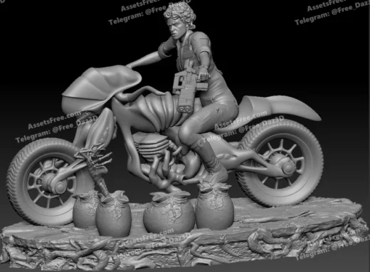 ripley on bike - 3D model for printing | AssetsFree.com