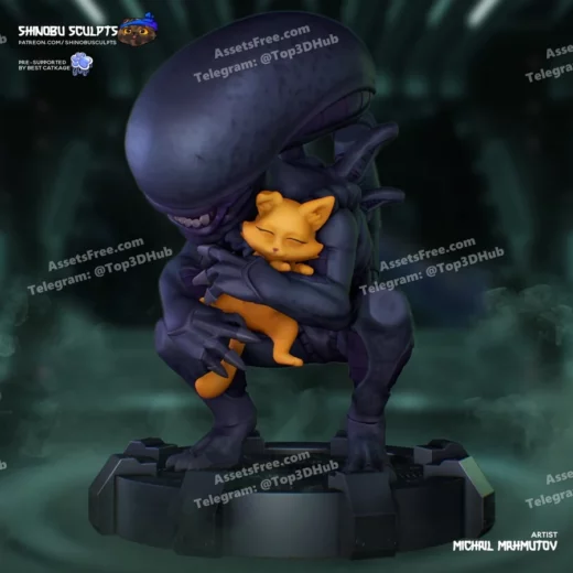 shinobu sculpts – chibi xenomorph – alien - 3D model for printing | AssetsFree.com