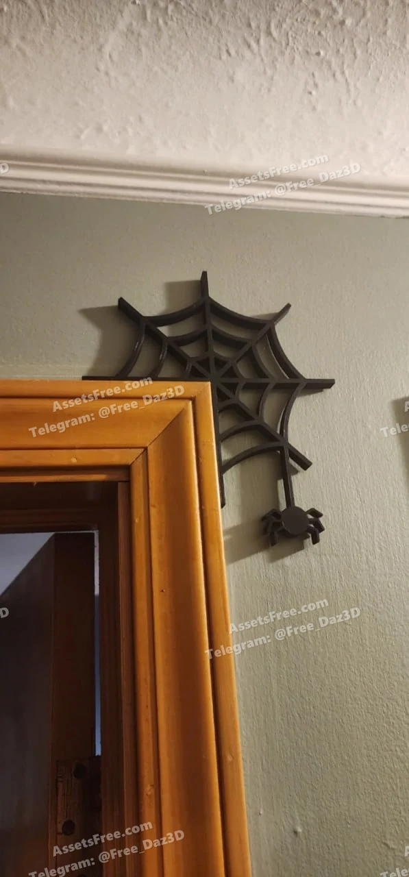 spider+on+a+web-+doorframe_window+topper - 3D model for printing | AssetsFree.com