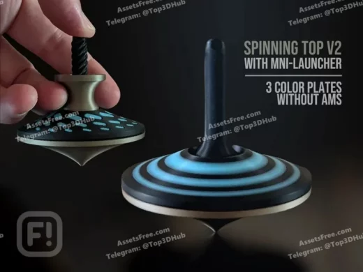 spinningtop-vortexlauncherv2-spots_stls - 3D model for printing | AssetsFree.com