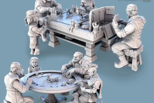 stl miniatures – fantasy npcs 2 – card players set - 3D model for printing | AssetsFree.com