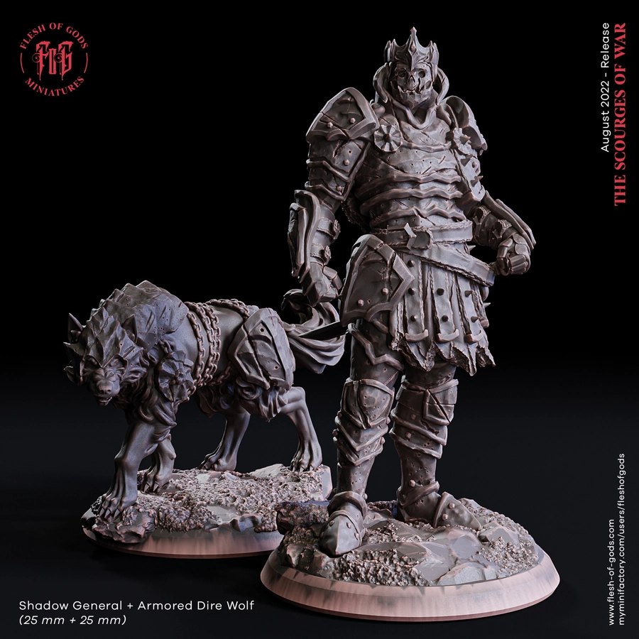 villain – shadow general + dire wolf 25 mm + 25 mm – STL 3D Print Model | AssetsFree.com villain – shadow general + dire wolf 25 mm + 25 mm - 3D model for printing | AssetsFree.com