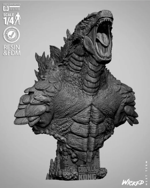 wicked – godzilla portrait bust - 3D model for printing | AssetsFree.com