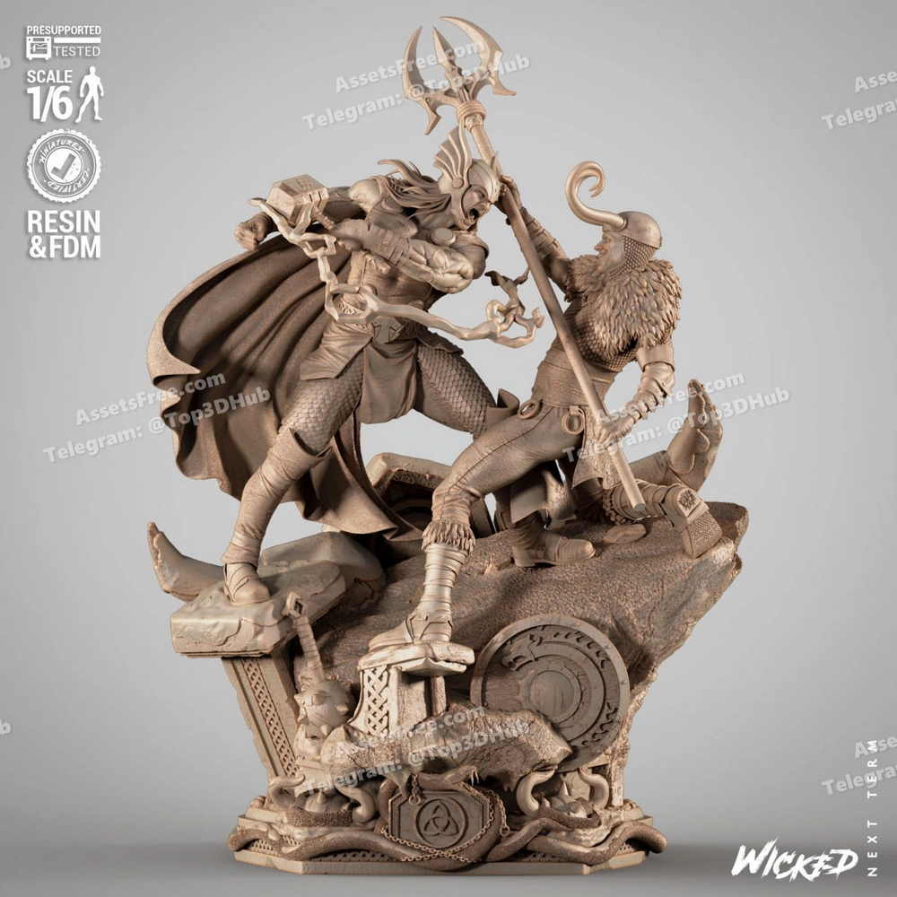 wicked – thor and loki diorama – STL 3D Print Model | AssetsFree.com wicked – thor and loki diorama - 3D model for printing | AssetsFree.com