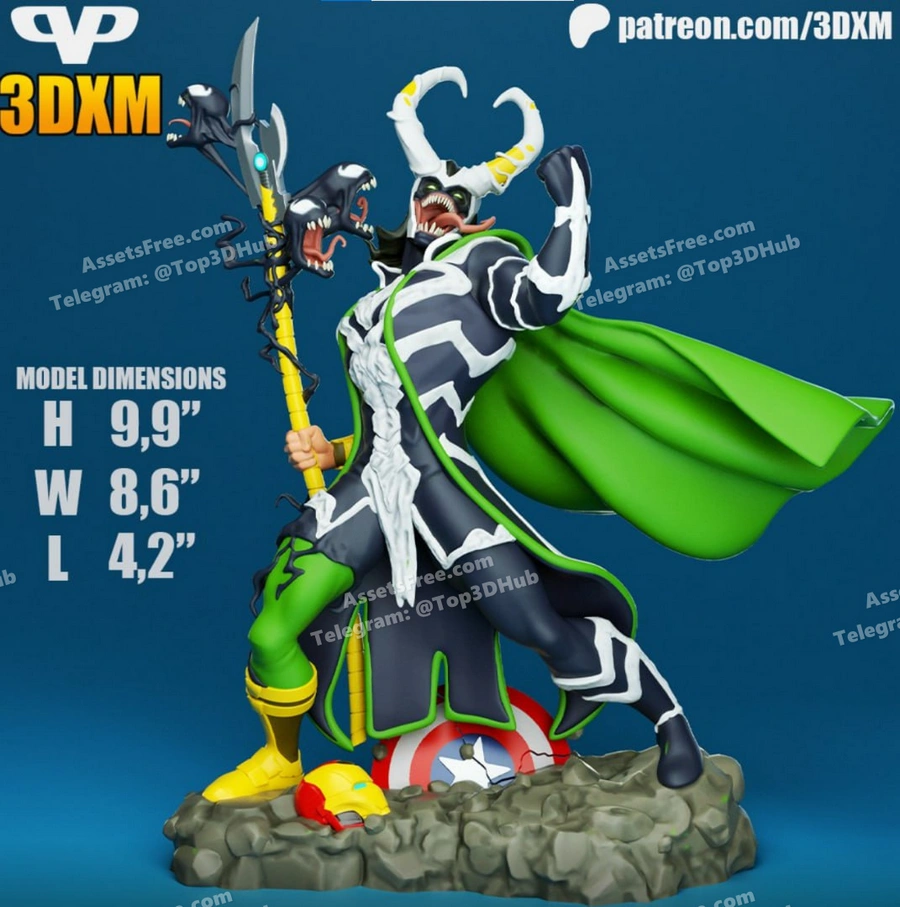 3DXM – 2025-06 – Venomized Loki – STL 3D Print Model | AssetsFree.com 3dxm 2025 06 venomized loki