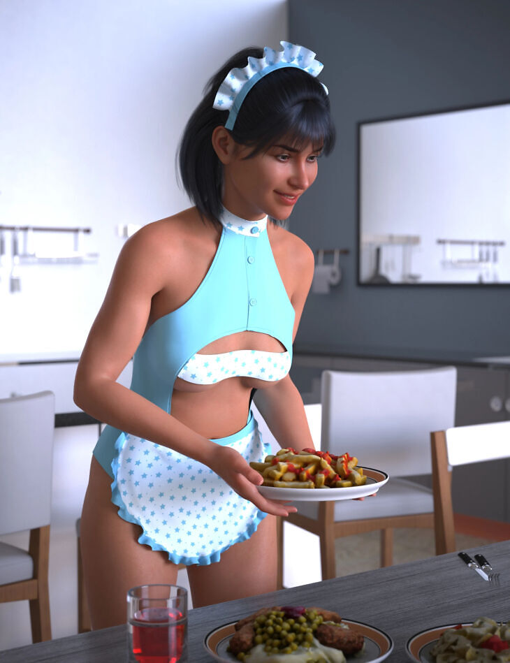 Ah dforce luxe maid outfit for genesis 9, 8 and 8.1 female