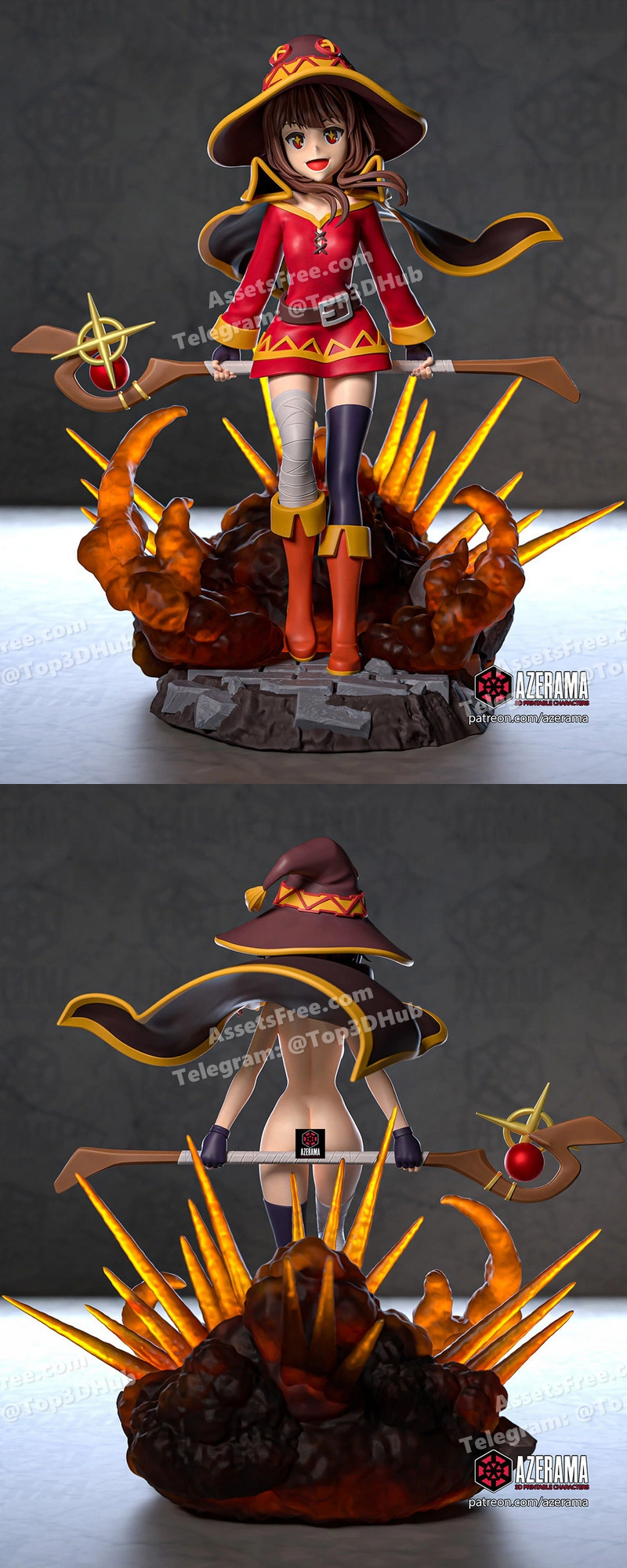 Azerama – Konosuba – Megumin – STL 3D Print Model | AssetsFree.com Azerama konosuba megumin