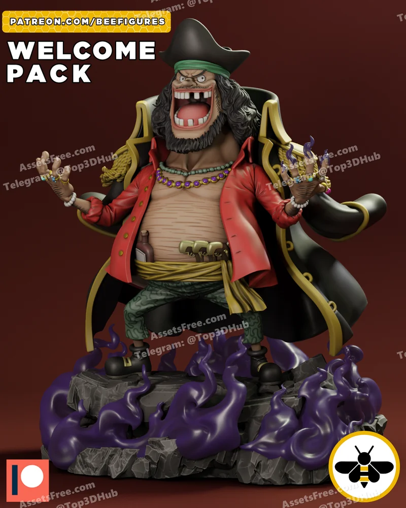 Black Beard Chibi – STL 3D Print Model | AssetsFree.com Black beard chibi