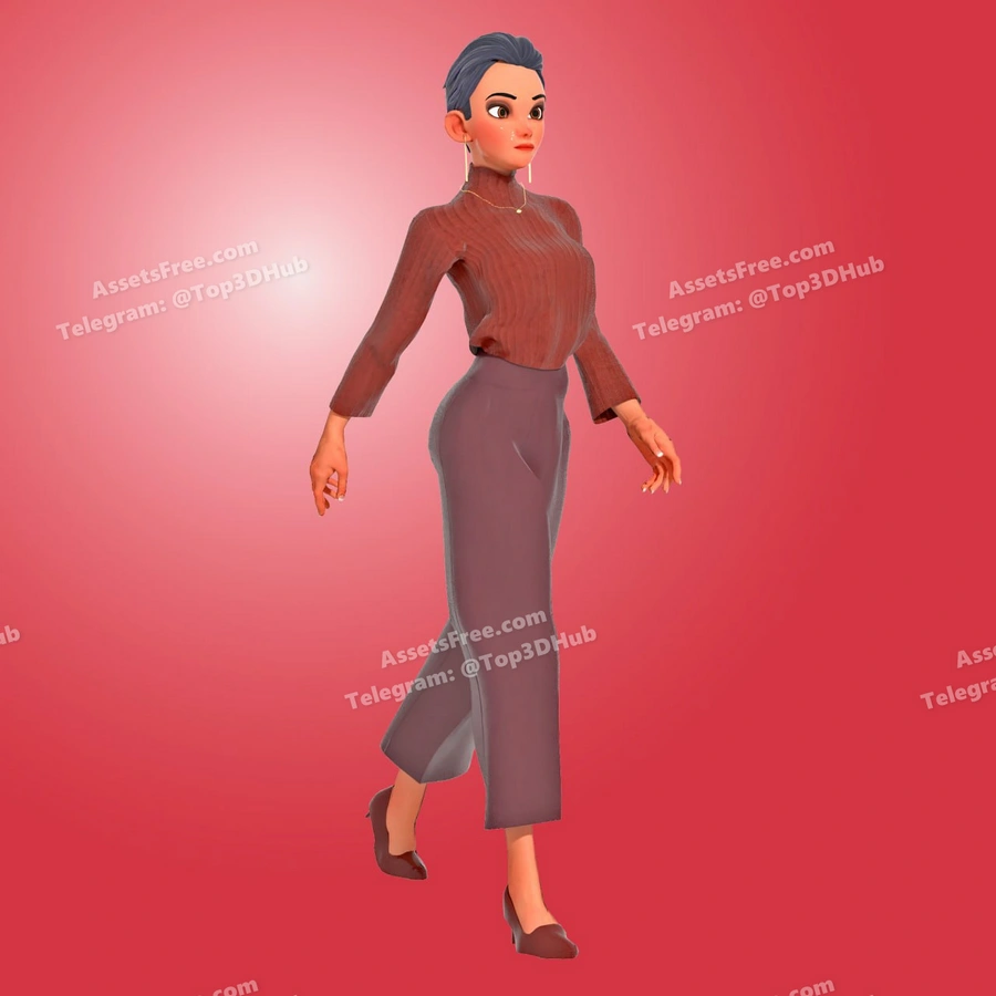 Cartoon woman with winter clothes casual