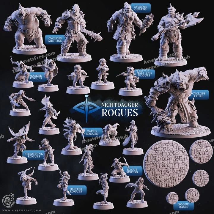 Cast n Play – Nightdagger Rogues (set) – STL 3D Print Model | AssetsFree.com Cast n play nightdagger rogues (set)