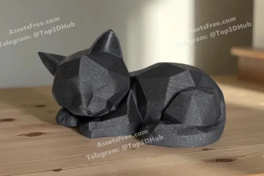 Cute+sleeping+low+poly+kitten+(support+free)