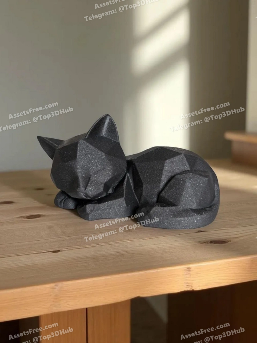 Cute+sleeping+low+poly+kitten+(support+free)