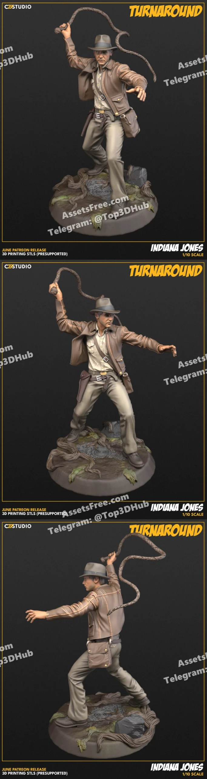 Indiana Jones (Whip Daddy) – STL 3D Print Model | AssetsFree.com Indiana jones (whip daddy)