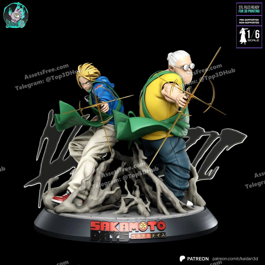 Kaidan – Sakamoto Days – Taro Sakamoto and Shin Asakura – STL 3D Print Model | AssetsFree.com Kaidan sakamoto days taro sakamoto and shin asakura