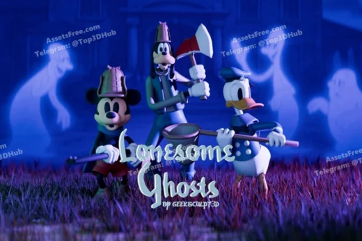 Mickey mouse goofy and donald duck lonesome ghosts figurines
