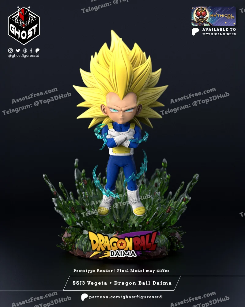 Mini vegeta ssj 3 dragon ball daima studio ghost figures