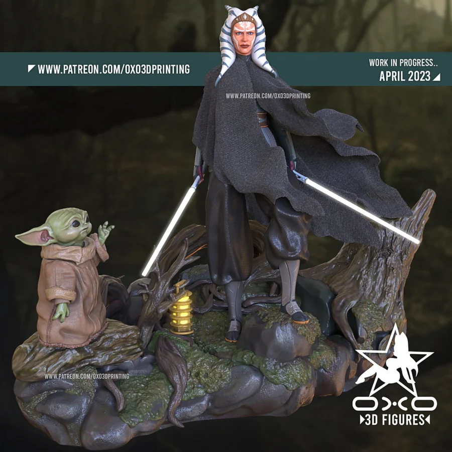 Oxo3d ahsoka and grogu from starwars
