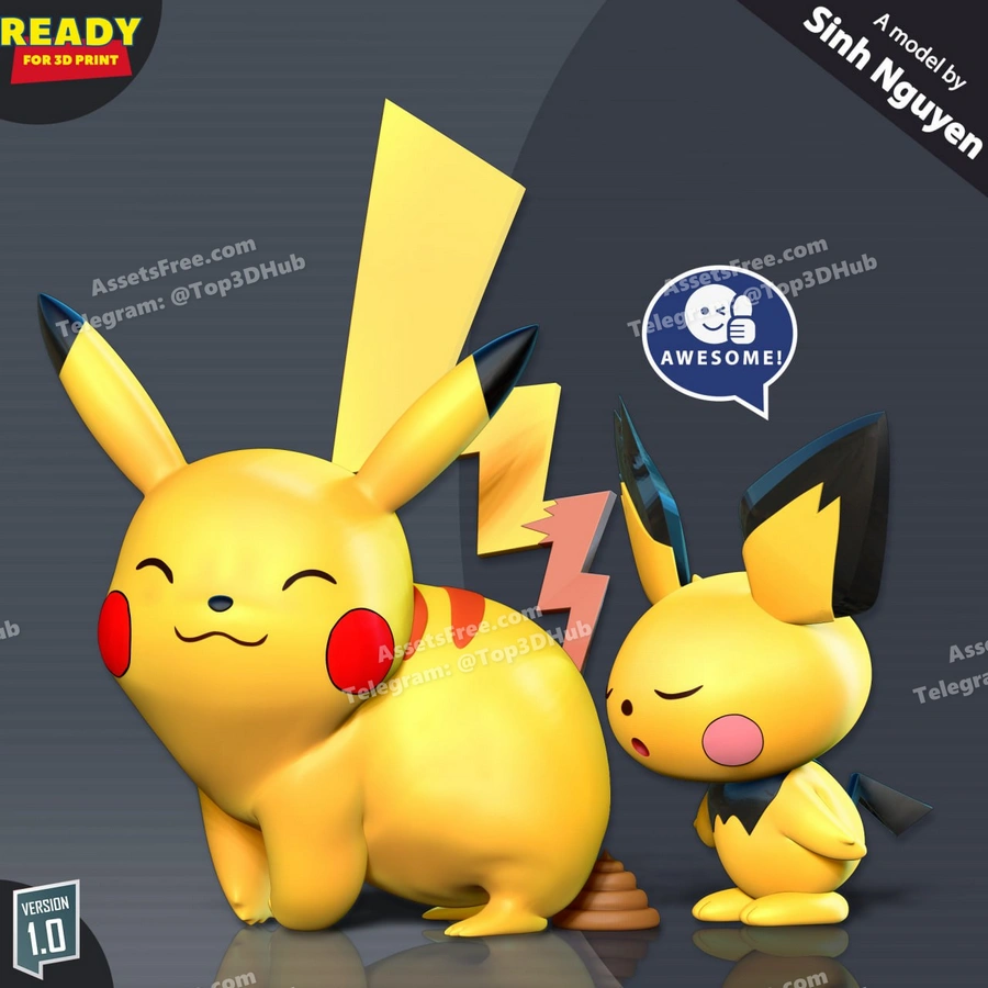 Pikachu And Pichu – STL 3D Print Model | AssetsFree.com Pikachu and pichu
