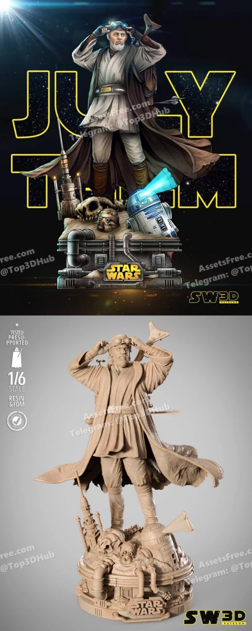 Sw3d old ben kenobi sculpture