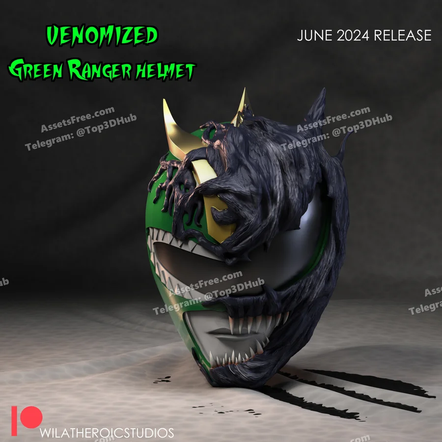 Venomized Green Ranger Helmet – STL 3D Print Model | AssetsFree.com Venomized green ranger helmet