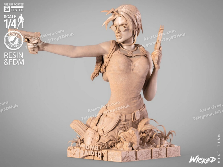 WICKED – Lara Croft Bust – STL 3D Print Model | AssetsFree.com Wicked lara croft bust